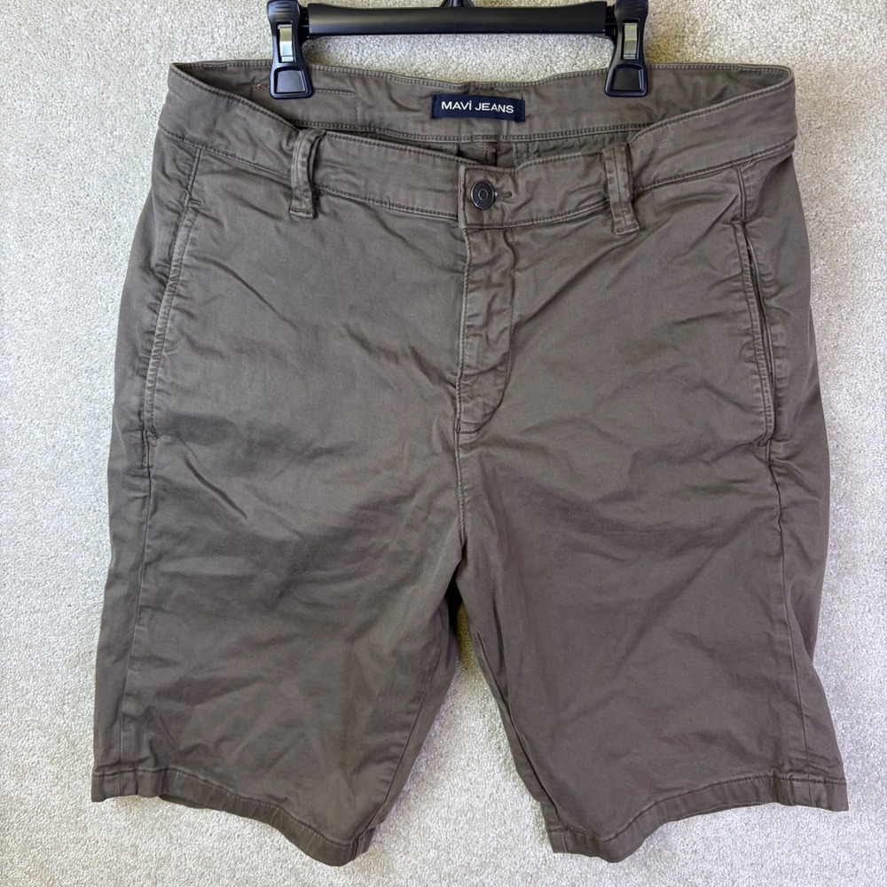 Mavi Mike Chino Shorts Mens 34x10 Brown Stretch Cotton Twill Casual‎ Summer